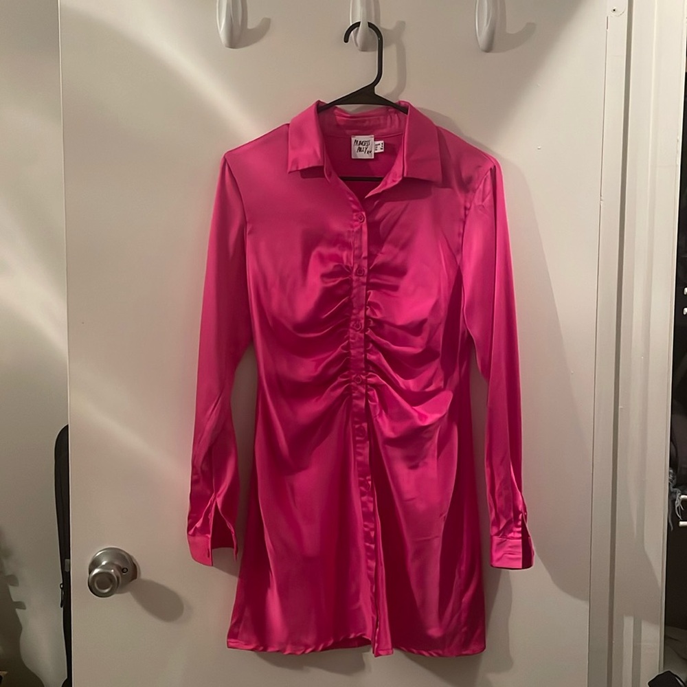 Princess Polly silky ruched collared dress